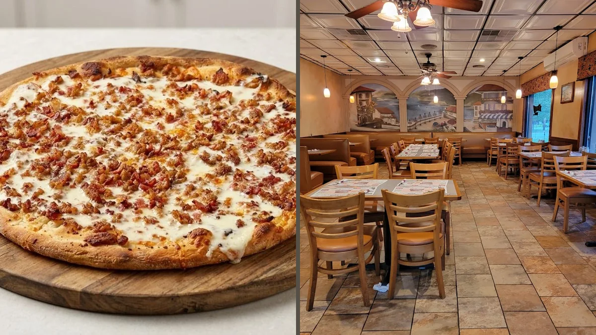 Plates of pizza and appetizers.